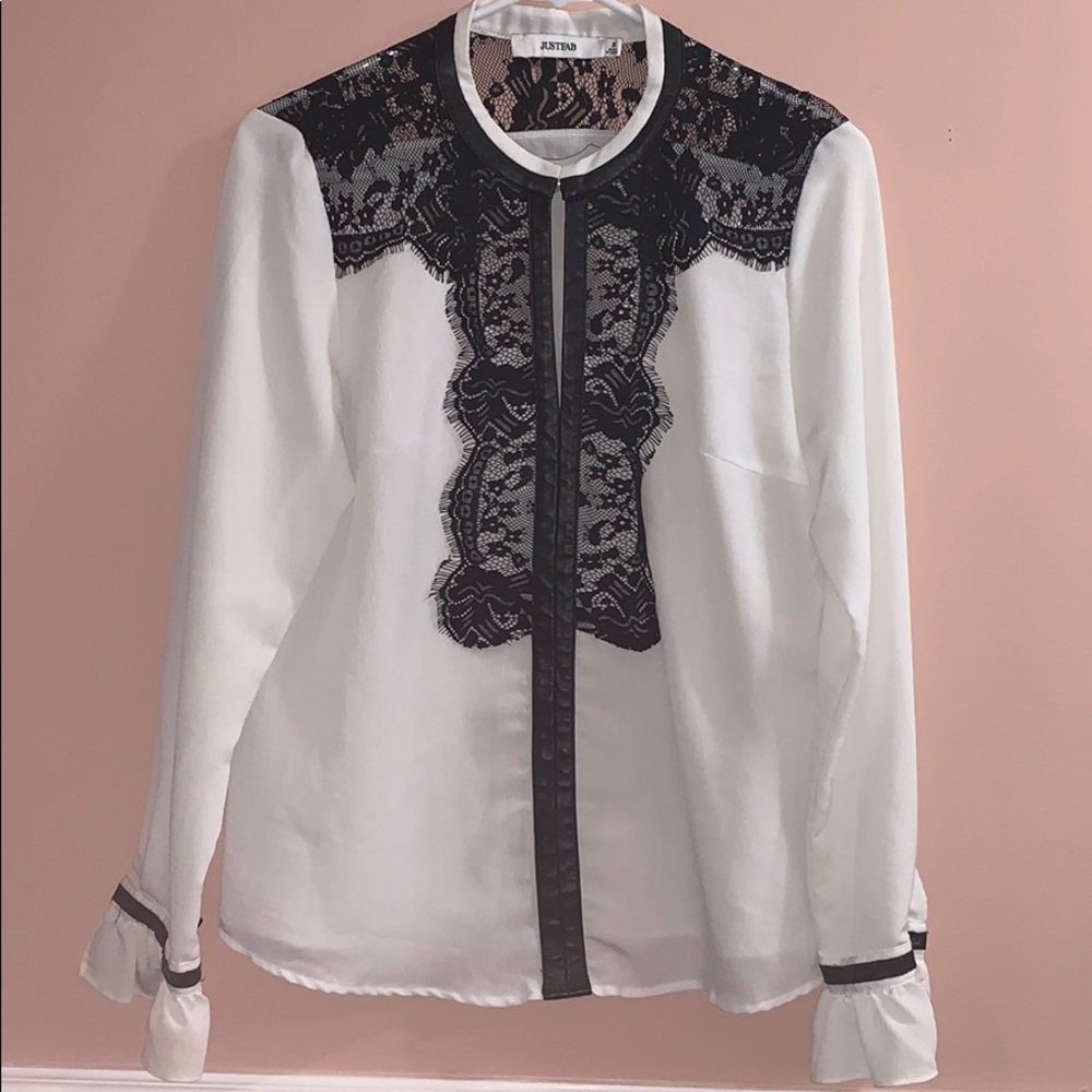 Black Lace white Blouse